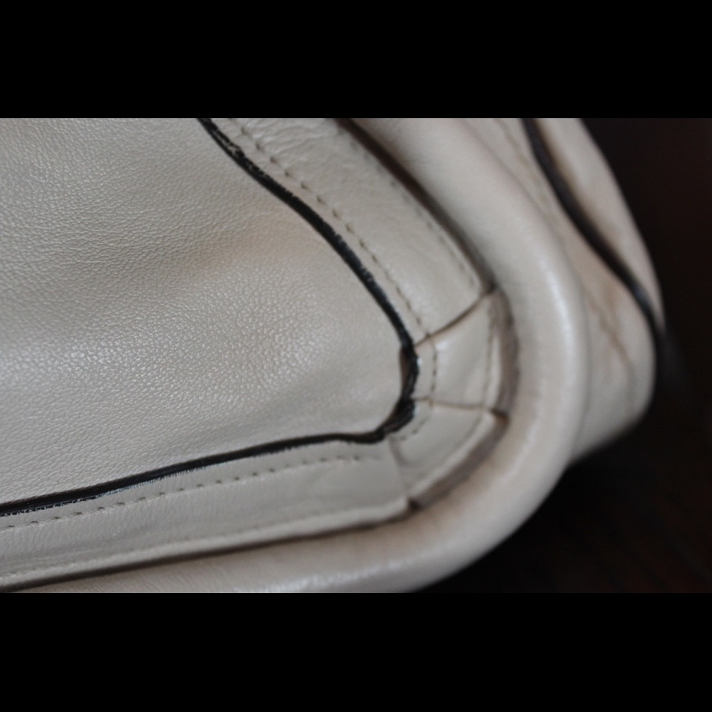 Chloe Cream and Brown Leather Satchel with Curved Design - Picture 4 of 13